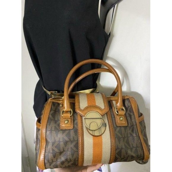 michael kors bowling bag brown tote - Picture 7 of 10